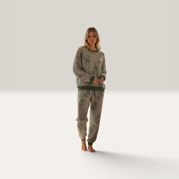 Star Wars Other - Star Wars Grogu Baby Yoda Cozy Fleece Pajama Set Sweatshirt Jogger Lounge Medium